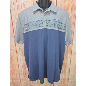 Travis Mathew Mens Polo XL Gray & Blue Pima Cotton Blend